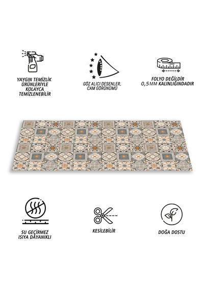 Kendinden Yapışkanlı Fayans Kaplama Pvc Karo Apricot Desen 60x120 Cm 1 Adet 0,72 M2
