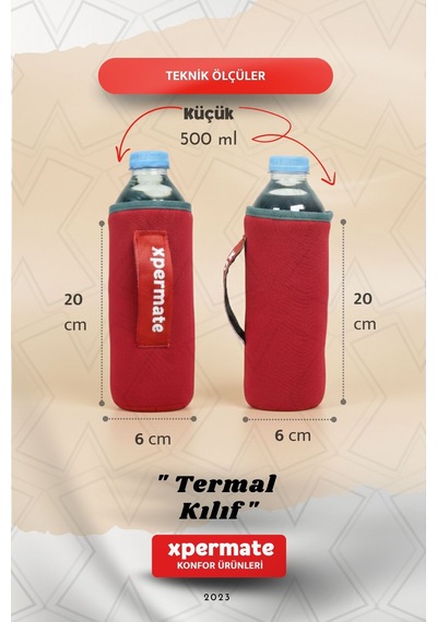 Xpermate Termal İçecek Kılıfı Sıcak & Soğuk Tutan Su Termal Kılıf 0,5l Kırmızı