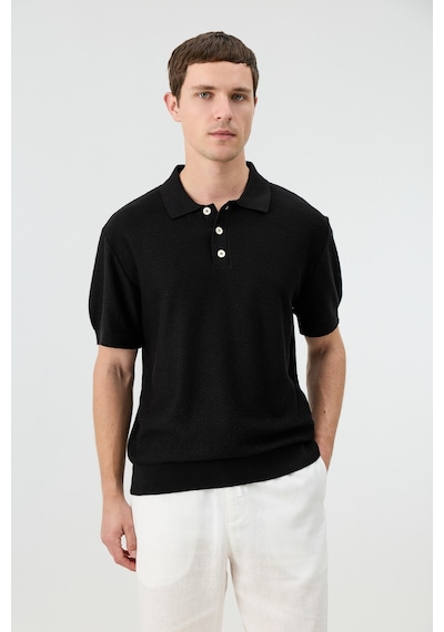 Antioch Dokulu Polo Yaka Triko Erkek T-shirt Siyah