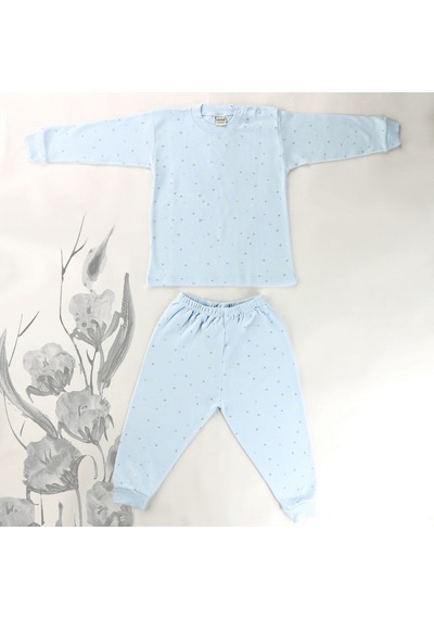 Sebi Bebe Mini Çiçekli Pijama Takımı 9127 Açık Mavi