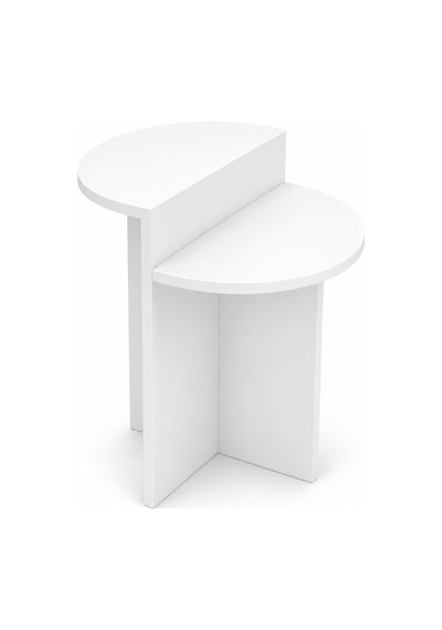 Ganihome Luna Oval Hatlı Yan Sehpa Ahşap