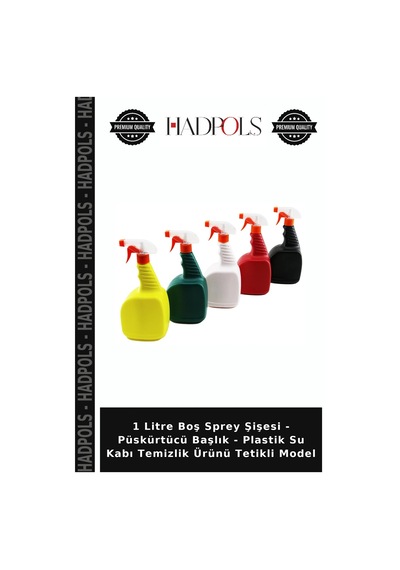 1 Litre Boş Sprey Şişesi - Püskürtücü Başlık - Plastik Su Kabı Temizlik Ürünü Tetikli Model