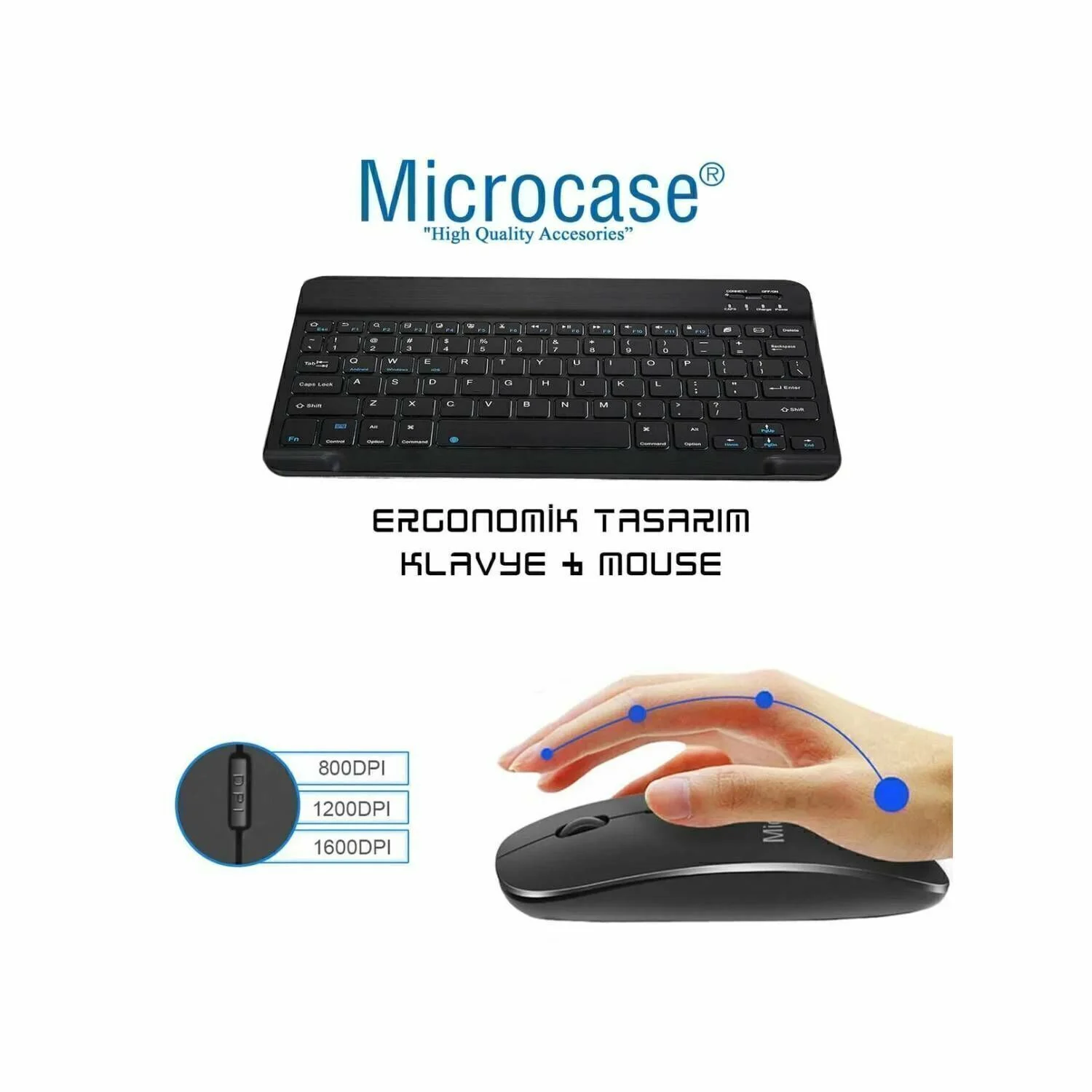 Microcase Samsung Active 4 Pro / Active 5 Pro 10.1'' İle Uyumlu Bluetooth Klavye Tr Sticker + Bluetooth Mouse + Tablet Standı - Al2765 Diğer
