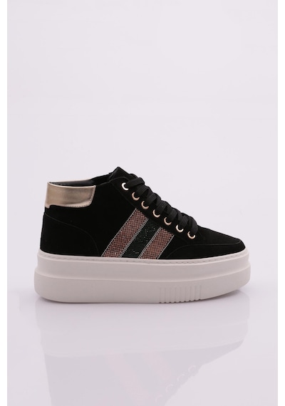 Dgn 1014 Kadin Kalin Taban Sneaker 1014-2007-R1680 Siyah