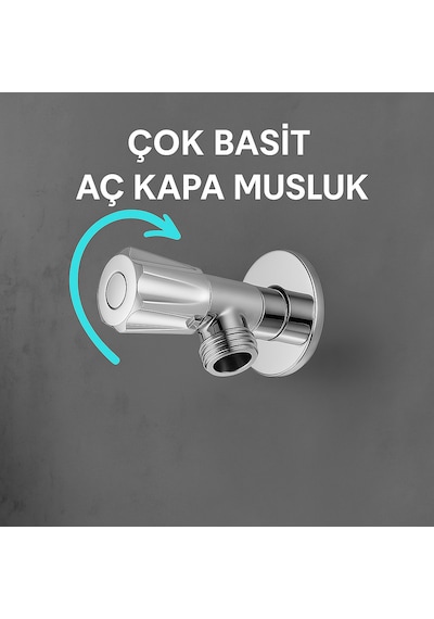 Aç Kapa Taharet Musluğu 1/2 - Dayanıklı Pirinç Gövde, Su Tasarruflu Ve Uzun Ömürlü Gri