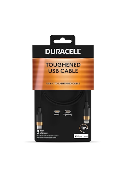 Duracell 1m Usb-c To Lightning 30w Örgülü Data Kablosu - Siyah