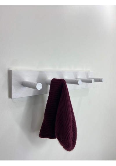 Ahşap Askılık, Ahşap Vestiyer, 5 Askılı Duvar Askılığı Beyaz