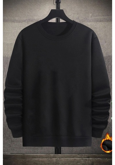 Unisex Sometimes X Baskılı Bisiklet Yaka Sweatshirt Siyah