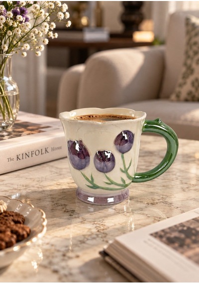 Tulip Lüsterli Mor Porselen Kupa 420 Ml-7761 Çok Renkli