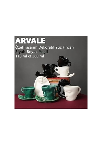 Iskandinav Yüz Şekilli Fincan Takımı 1 Adet 260 Ml Beyaz - Kupa Kahve Fincan Takımı Diğer