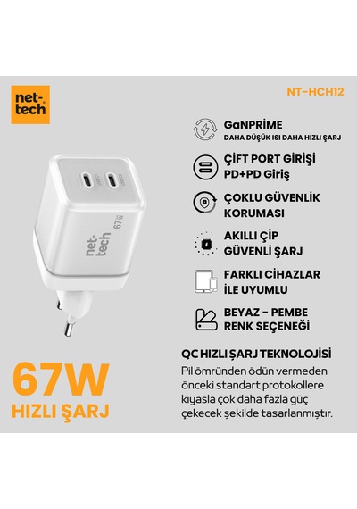 Ganprime 67w 2 Çıkışlı Şarj Adaptörü Diğer