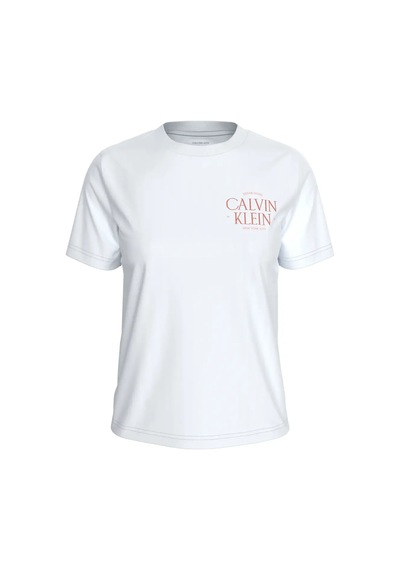 Calvin Klein Ss Classıc Left Ches, Yaf Beyaz Kadın T-shirt