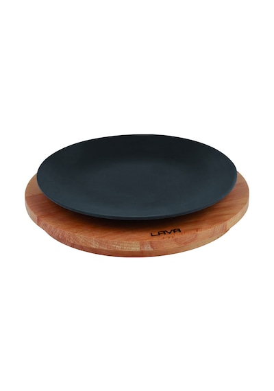 Lava Döküm Yuvarlak Servis Tabağı ve Kayın Servis Ahşabı. Çap(Ø)25cm.
