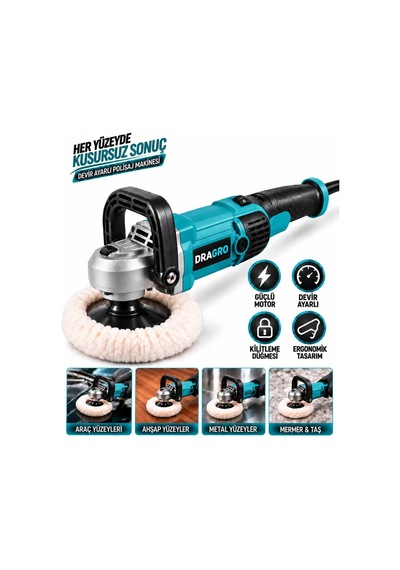 Dragro Drg-1300w + 180mm M Polisaj Makinası - Devir Ayarlı Dr-180