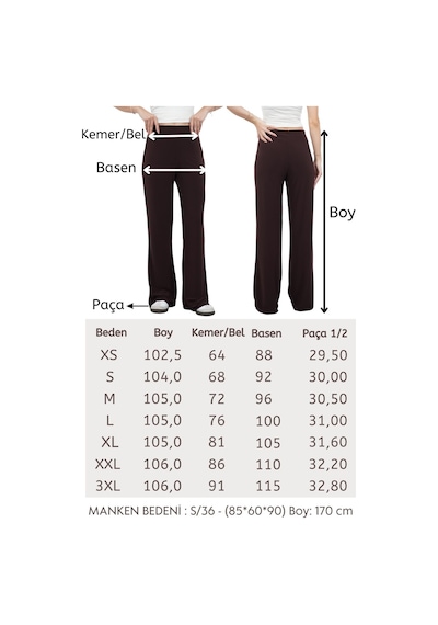 Penyebizden Nira Kadın Maxi Boy İspanyol Paça Viskon Pantolon-kahverengi Kahverengi