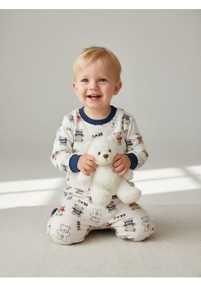 Zekids Erkek Çocuk Ayıcık Desenli Pamuklu Pijama Takım 6-9 Ay 9 Yaş Aralığı -16845 Renklı Zekids Erkek Çocuk Ayıcık Desenli Pamuklu Pijama Takım 6-9 Ay 9 Yaş Aralığı -16845 Renklı