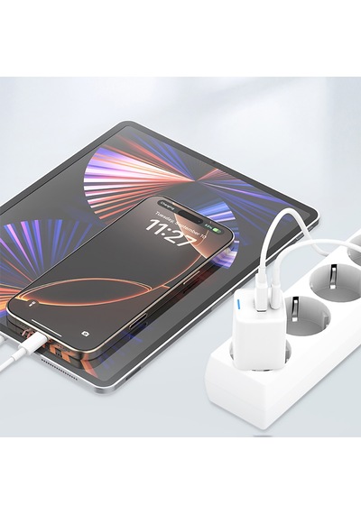 Recci Rc107e Type-c Pd & Usb-a Gan Teknolojili Hızlı Şarj Başlığı 30w Beyaz