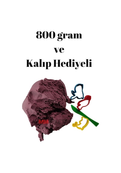 Oyun Kalıbı Hediyeli Kurumayan Kinetik Kum 800 Gram Ve Kalıp Hediyeli Oyun Kumu Yapışmaz Kum Mor