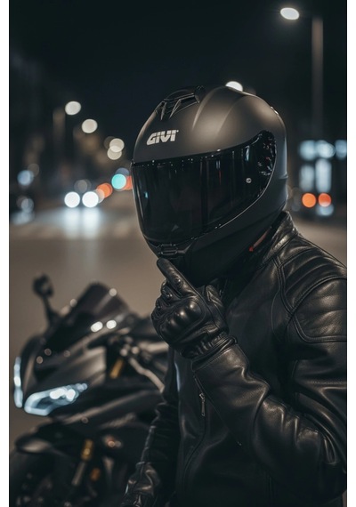 Gıvı 50.x Mat Siyah / 1 Renkli 1 Şeffaf Vizörlü Motosiklet Kask Siyah Vizör + Şeffaf