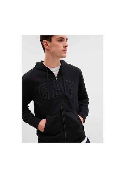Gap V-heritage Logo Fz 499917 Erkek Kapüşonlu Fermuarlı Sweatshirt Siyah-24493