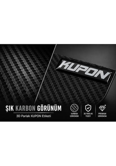 Kupon Logolu Karbon Desenli Yan Ayna Yağmur Koruyucu Siperlik 2'li Set
