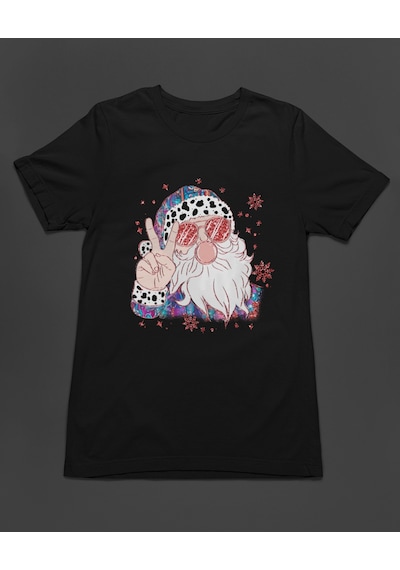 Bumeta Yılbaşı Cool Santa Christmas Unisex Tişört T-shirt Siyah
