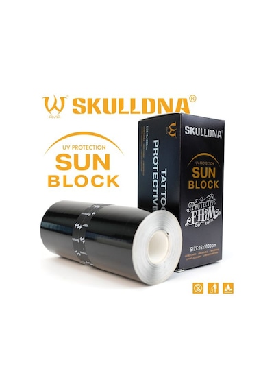 Skulldna Sun Block Dövme Sonrası Koruyucu Film Bant 15cm X 10m Siyah