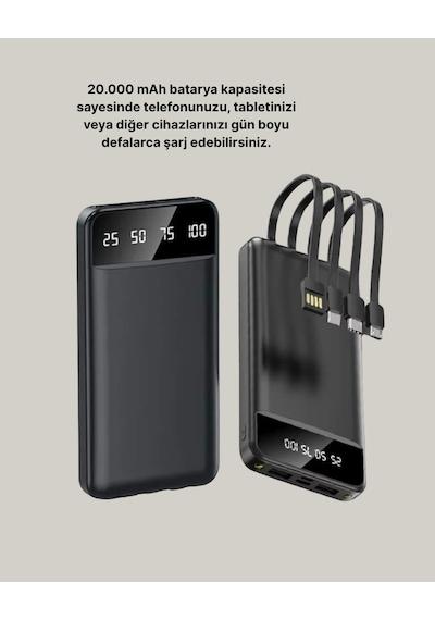 Tnabilir 20.000 Mah Hızlı Şarj Powerbank Csmtex - 39 4 Çıkışlı siyah