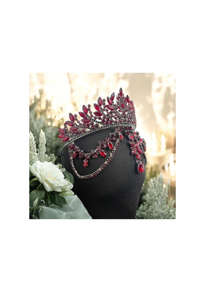 Bordo Alınlıklı Gelin,kına,nişan,söz,after,bride,party Taç Bordo - 694988170 Bordo