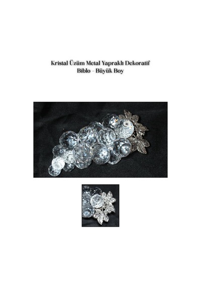 Kristal Üzüm Metal Yapraklı Dekoratif Biblo Büyük Boy