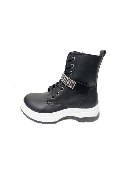 Fix Kids 9605 Deri Trend Fashion Kız Çocuk Bot Siyah
