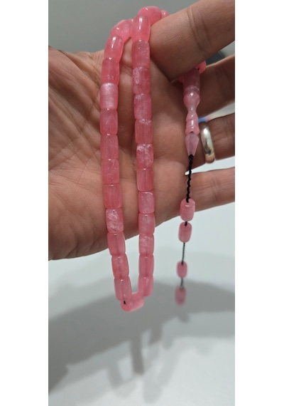Sistem Püskül Pembe Sentetik Opal Tesbih