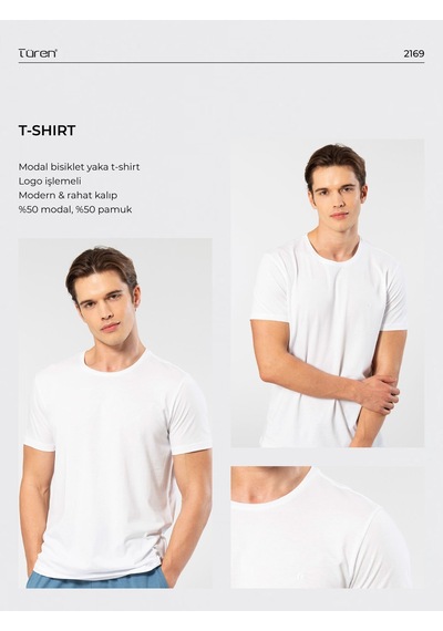 Cacharel Erkek Bisiklet Yaka T-shirt 2169/beyaz
