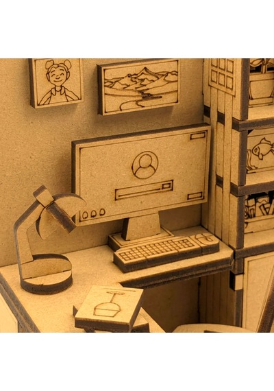 Çalışma Odası Ahşap Maket Seti Dıy Miniatür Yatak Odası Ve Çalışma Köşesi Peri Led'li 3d Puzzle