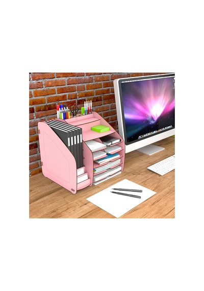 Fx-xl Modest - 6 Renk - A4 Evrak Rafı Masaüstü Organizer Pembe - 39484074 Pembe