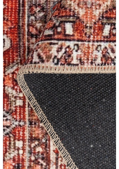 Artloop Relic Kırmızı Vintage Etnik Geometrik Desenli Dokuma Tabanlı Şönil Halı Al 611 Kırmızı Geometrik