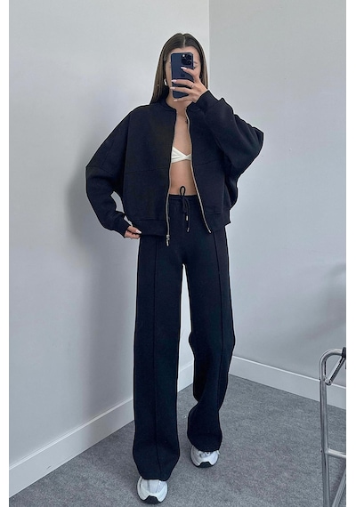 Dip Moda Kadın Pamuklu Kışlık Sweat Pantlon Eşofman Takımı Dpgts018 Siyah
