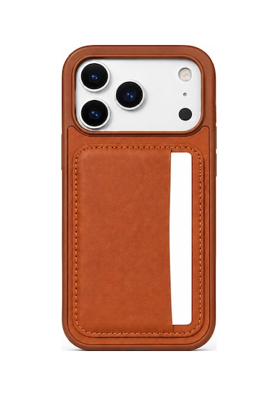 Cardx İphone 17 Pro Max Uyumlu Vegan Deri Kartlıklı Kamera Korumalı Kılıf Kahve