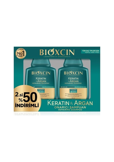 Keratin & Argan Onarıcı Şampuan 2 X 300 Ml Yıpranmış Ve Hasar Görmüş Saçlar İçin Hidrolize Keratin + A