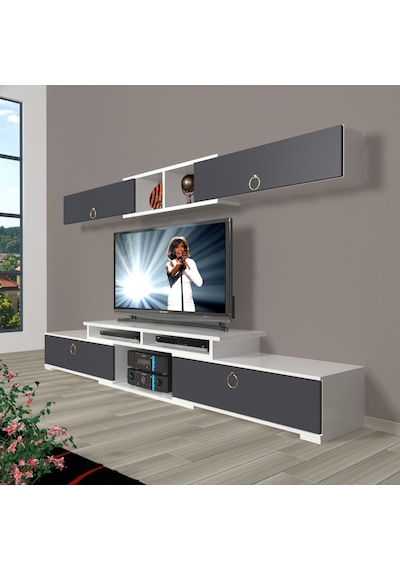 Decoraktiv Flex 5130 Mdf Gold Tv Ünitesi Tv Sehpası Beyaz - Antrasit