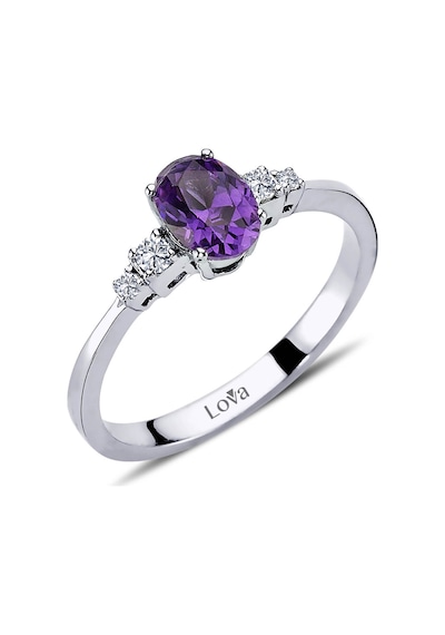 Lova Pırlantalı Oval Ametist Yüzük - 1020229