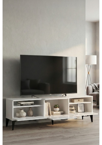 Mistral Tv Sehpası Metalik Beyaz 160x40 Cm Diğer