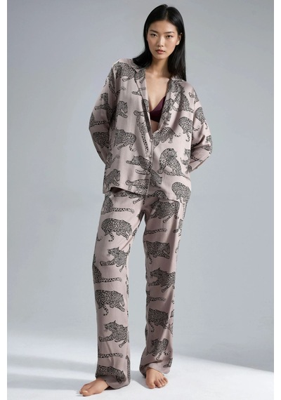 Hiccup Leopar Desenli Uzun Kollu Pijama Takımı Allık Pembe