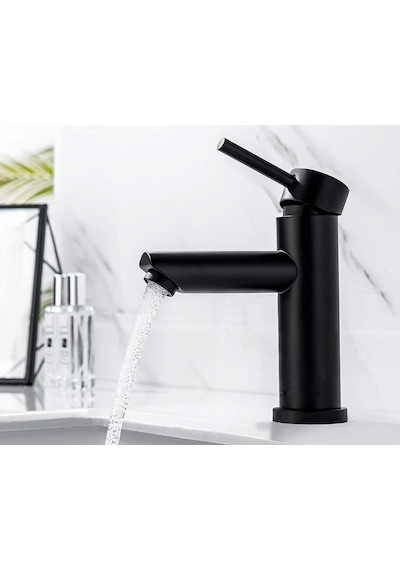 Sardıcı Lavabo Bataryası Siyah Kaplama Çift Su Girişli Yüksek Model
