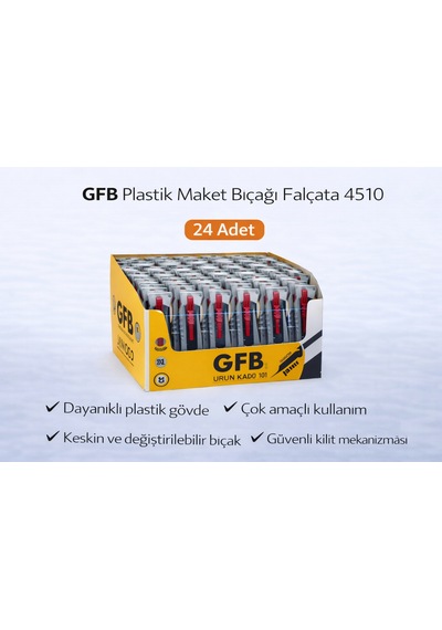 Gfb Plastik Maket Bıçağı Falçata 4510 Profesyonel Maket Bıçağı 24 Adet