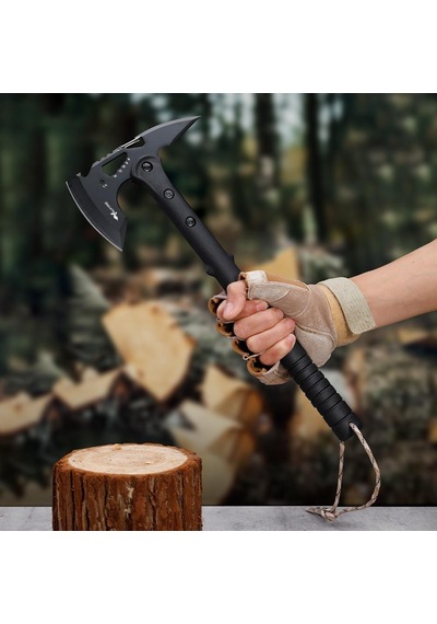 Valkyrie Çok Amaçlı Kamp Baltası Outdoor Survival Balta Çok Fonksiyonlu Çelik Başlık Odun Kesme, Avcılık, Kamp
