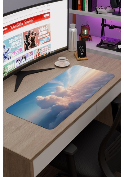 Bulutlar Kaymaz Dikişli Kauçuk Oyuncu Mousepad V2 - 70x30 Xl Gaming Mouse Pad Fare Altlığı
