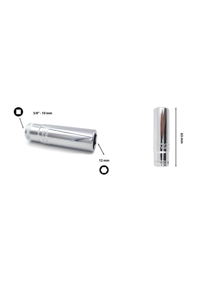 Ceta Form 12 mm 3/8” 6 Köşe Derin Lokma Anahtar C14-H12