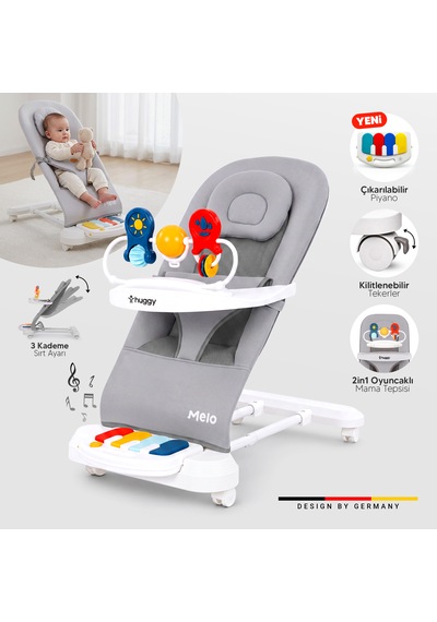 Melo 3in1 Piyanolu Oyuncaklı Tekerlekli Sallanabilir Ana Kucağı