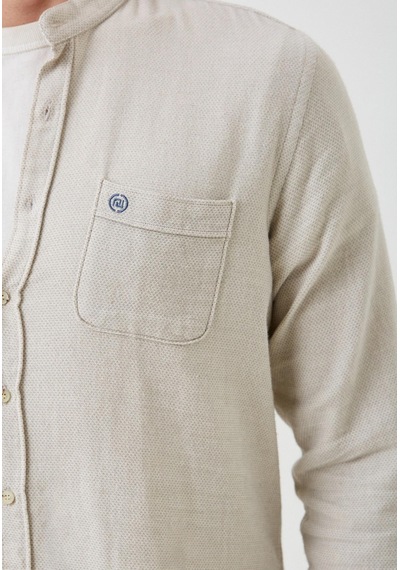 Erkek Gömlek Uzun Kol Camel Slim Fit Hakim Yaka Ncs Jeans 7114 Camel